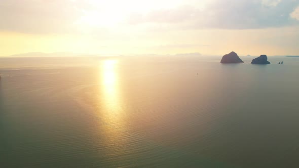 Aerial view over the bay, beautiful limestone mountains on the beach alt