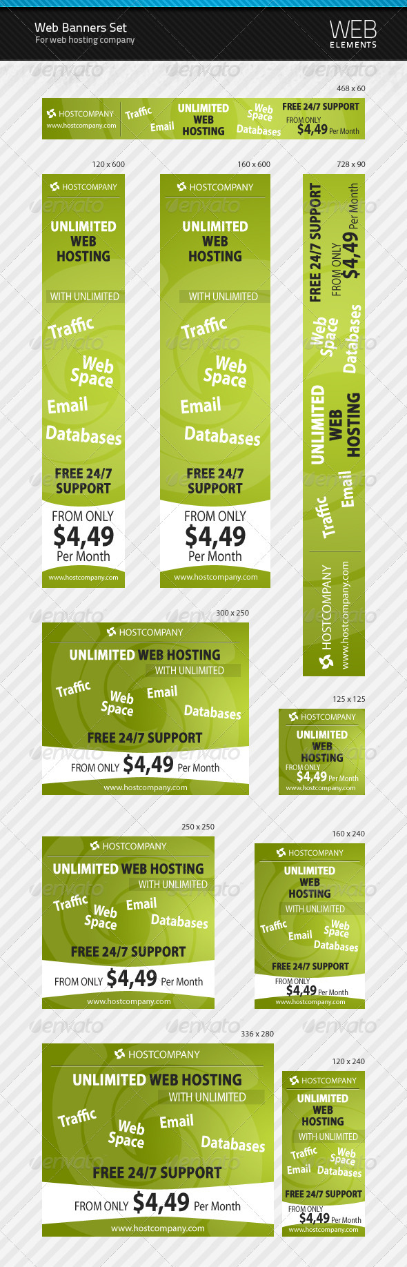 Web Banners Set for Web Hosting Company - Web Elements