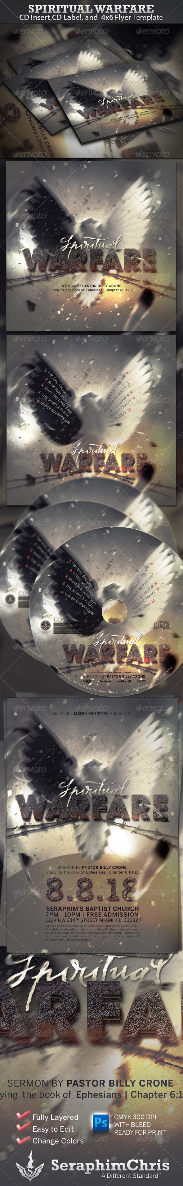 Spiritual Warfare CD Insert, CD Label , and Flyer