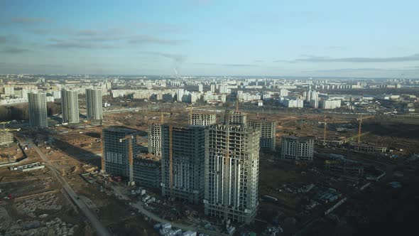 Construction site. Construction of modern multi-storey buildings. alt
