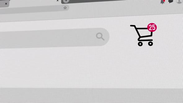 Close up shot animation of shopping cart icon