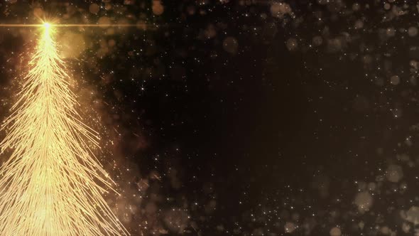 Animated Golden Christmas Fir Tree Star background seamless loop HD resolution