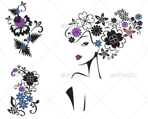 Elegant Woman In Flowers - People Characters