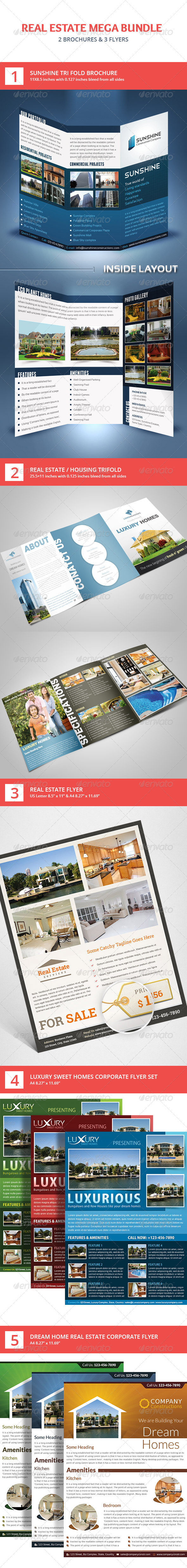 Real Estate Flyer & Brochure Mega Bundle - Stationery Print Templates