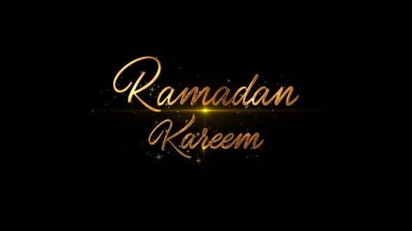 Ramadan Kareem and Eid Mubarak - Golden Greetings Text