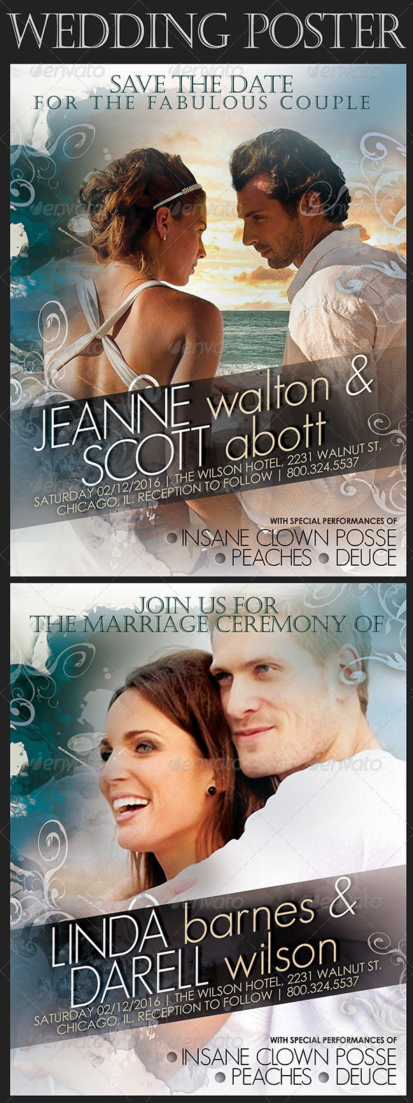 Wedding Poster in Movie Style - Flyers Print Templates
