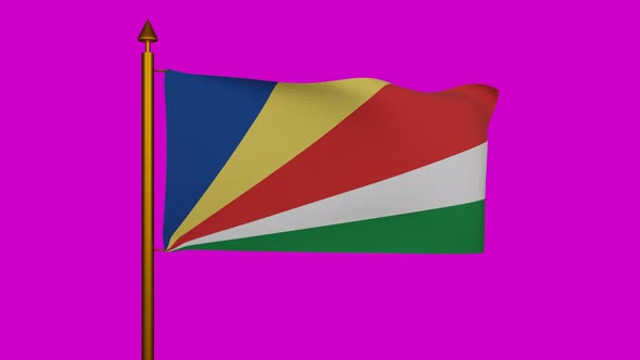 National flag of Seychelles waving with flagpole on chroma key with Seychelles Peoples United Party alt
