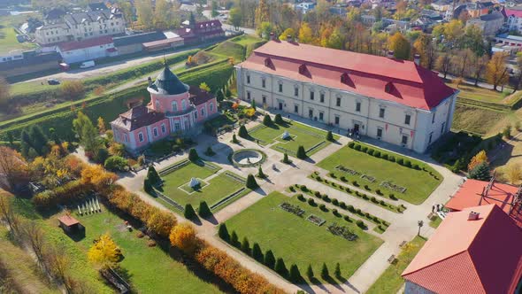 Aerial View Drone Video of Zolochiv Castle in Lviv Region, Ukraine alt