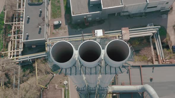 Footage of Nonsmoking Three Chimneys of a Thermal Station alt