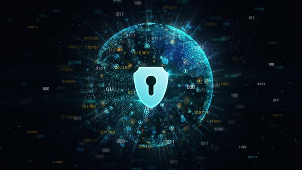 Cyber Security Shiled  Digital Globe Earth 4K alt