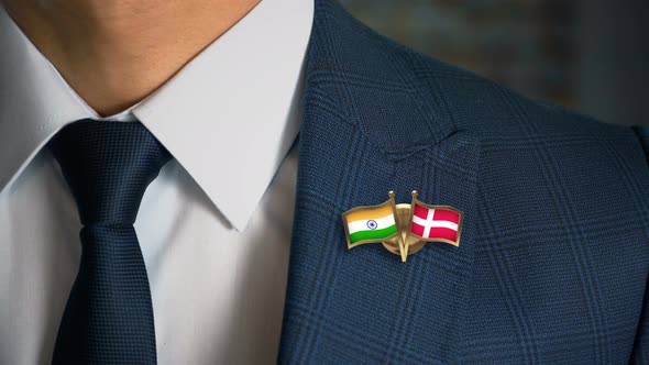 Businessman Friend Flags Pin India Denmark alt