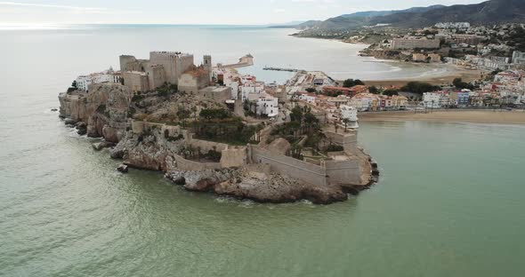 Aerial View of the Town of Peniscola in Castellon Spain