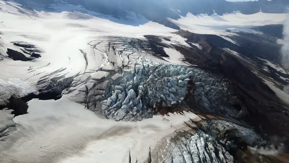 large glacier in the mountains