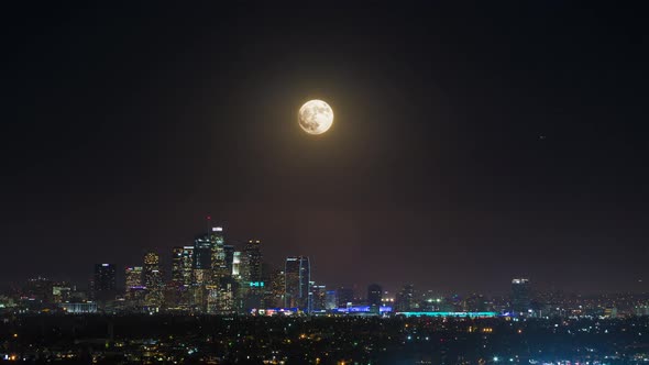 SuperMoon Rising Over Downtown Los Angeles alt