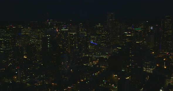 Seattle Wa Usa Skyline Skyscrapers Towers Night Lighting Tall Buildings Central Downtown Aerial alt