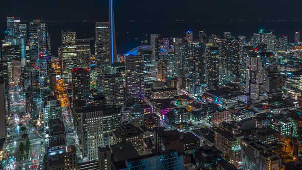 Downtown Toronto Night Time Lapse Of Traffic An Cn Tower