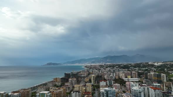 Traffic on the beach aerial view 4 K alt