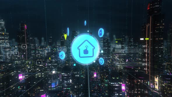 Digital Abstract Smart City Home Badge
