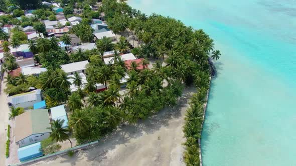 Drone Flying Above Wild Empty Maldive Beach