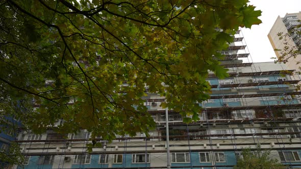 Scaffolding to the Side of a Highrise Residential Building