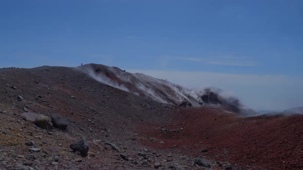 Silhouette of Man Hiking at Coldera of Avachinsky Stratovolcano Also ...