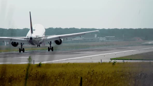 The plane landed at the airport