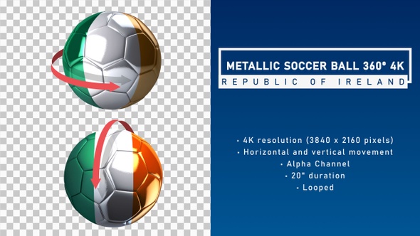 Metallic Soccer Ball 360º 4K - Republic Of Ireland