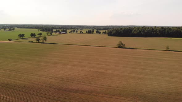 Aerial View Of Countryside With Farm Fields