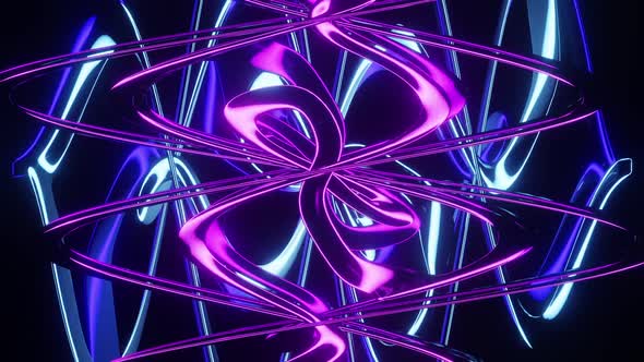 Rotating Metallic Ribbon Structure Shape Motion Graphics Background Loop