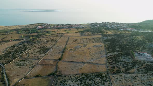 Aerial view of Gajac township in Zadar province, Croatia. alt