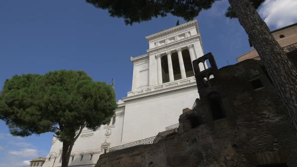 Ruins and the Altare della Patria monument in Rome