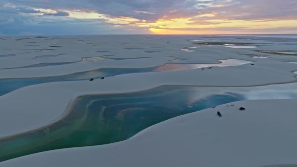 H264aerial View Of A Sunset, Clear Dunes And Crystal Clear Water