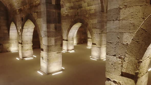 Interior of Historical Monumental Building With Stone Arches and Domes alt