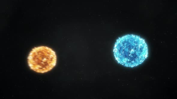 Binary Stars Orbiting Fast - Blue and Orange