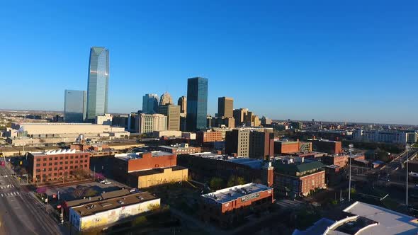 Aerial of Oklahoma City Near Sunrise with Skyline alt