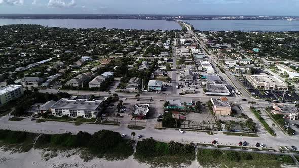 The City of Indialantic Beach, Florida is seen from the Atlantic ...