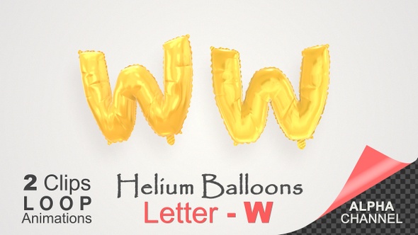 Helium Gold Balloons With Letter – W