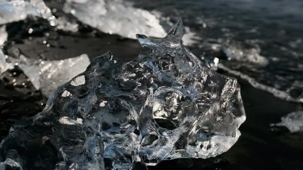 Melted Ice Form On Shore Of Glacial Lake Of Jokulsarlon alt