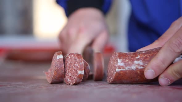 Turkish sausage slicing. alt