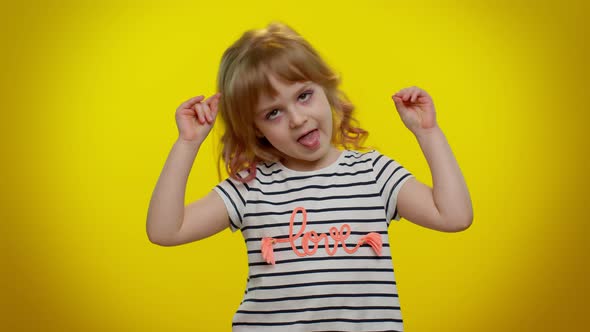 Displeased Blonde Kid Child Showing Nonsense Gesture with Hands Gossips Empty Promises Lier alt