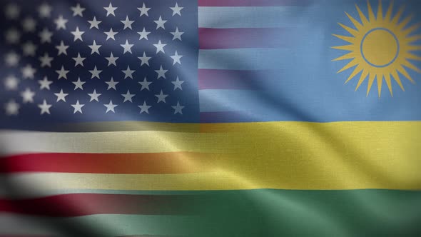 USA Rwanda Flag Loop Background 4K