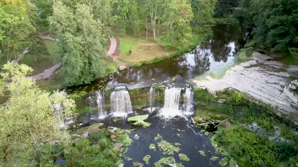 Aerial Landscape of the Keila Waterfall Estonia Located on Keila River in Harju County. A Full 6 Met alt