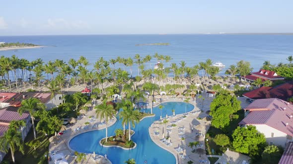Aerial panoramic view of Bahia Principe Hotel and Resort at La Romana, Dominican Republic alt