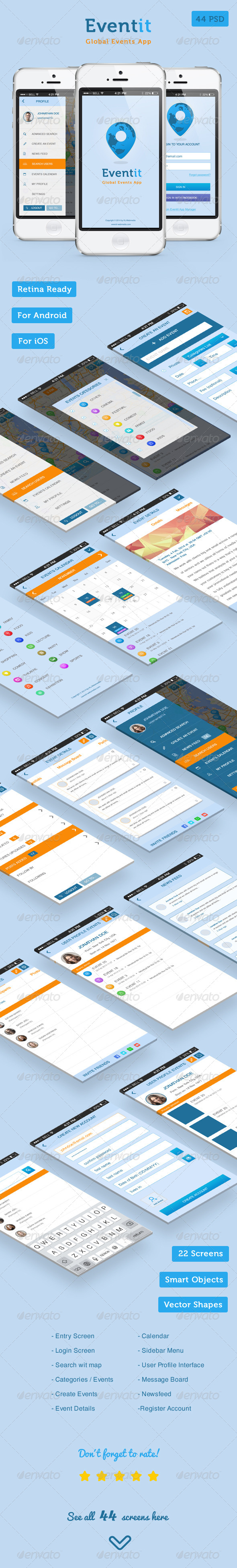 Eventit - Mobile Application UI - User Interfaces Web Elements
