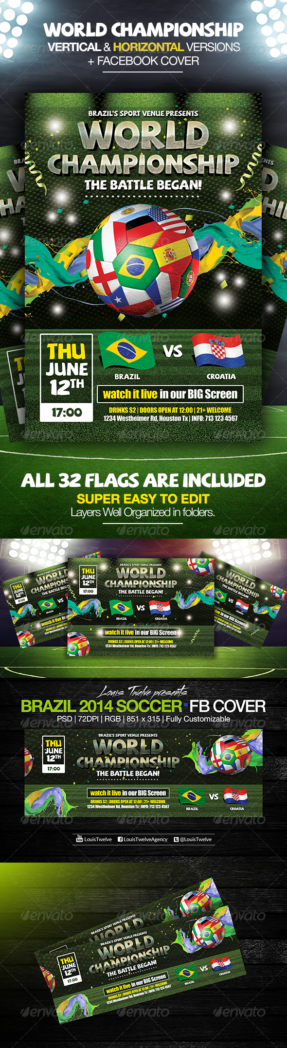 World Championship 2014 - Flyers + FB Cover - Sports Events