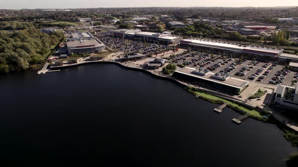 Modern Shopping Centre Rushden Lakes Northamptonshire UK Aerial View