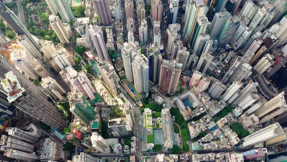 Drone fly over Hong Kong city alt