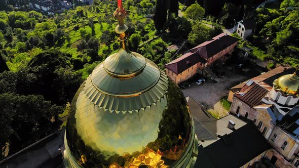 Beautiful Orthodox New Athos Monastery with Golden Domes in the New Athos alt