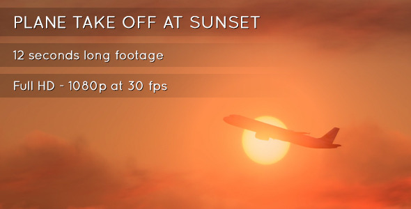 Plane Takeoff at Sunset