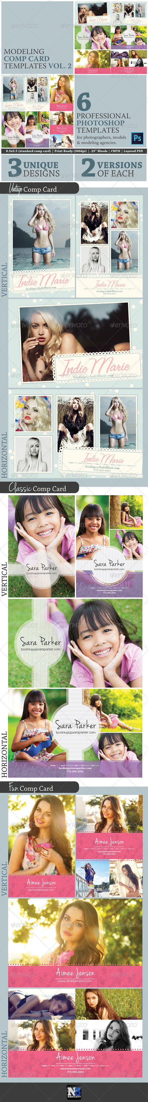Model Comp Card Template Kit Vol. 2 - Miscellaneous Print Templates